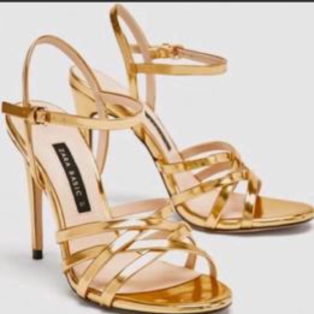 Zara Gold Heel Sandals